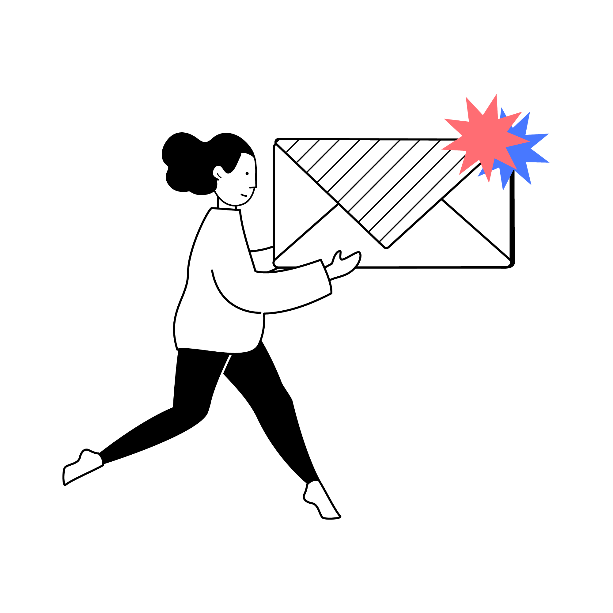 Illustrazione di una persona che porta in braccia una lettera