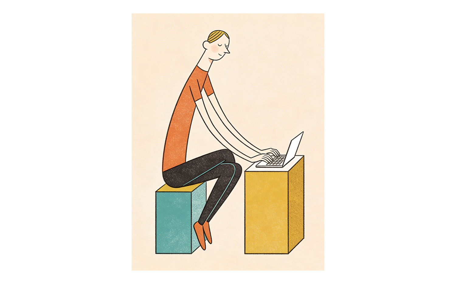 Illustrazione di una perosna seduta che lavora al computer