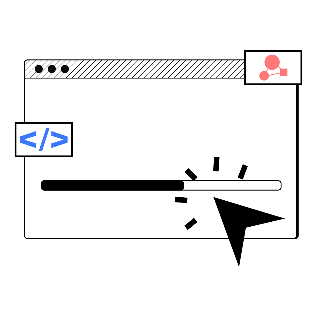 Illustrazione astratta di una pagina web con una barra di stato e un cursore