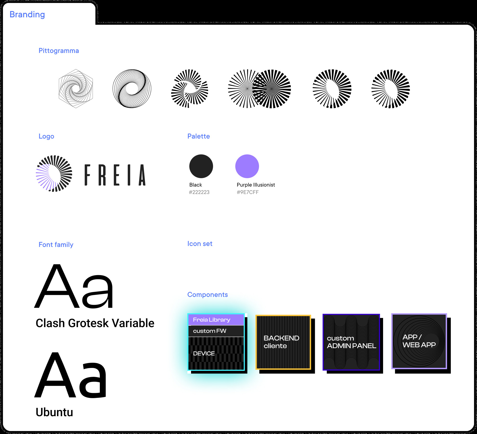 Esempio di branding per il progetto Freia.