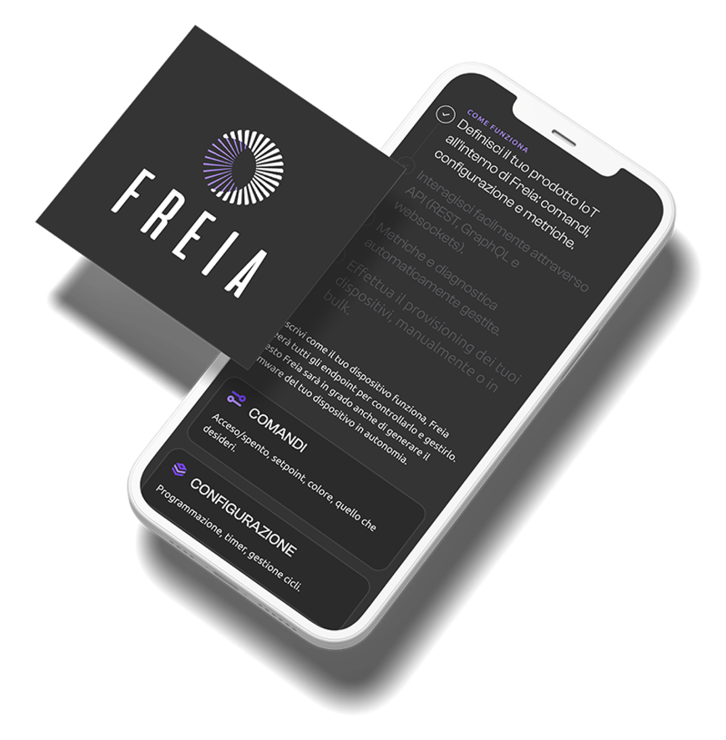 Schermata mobile dell'app Freia