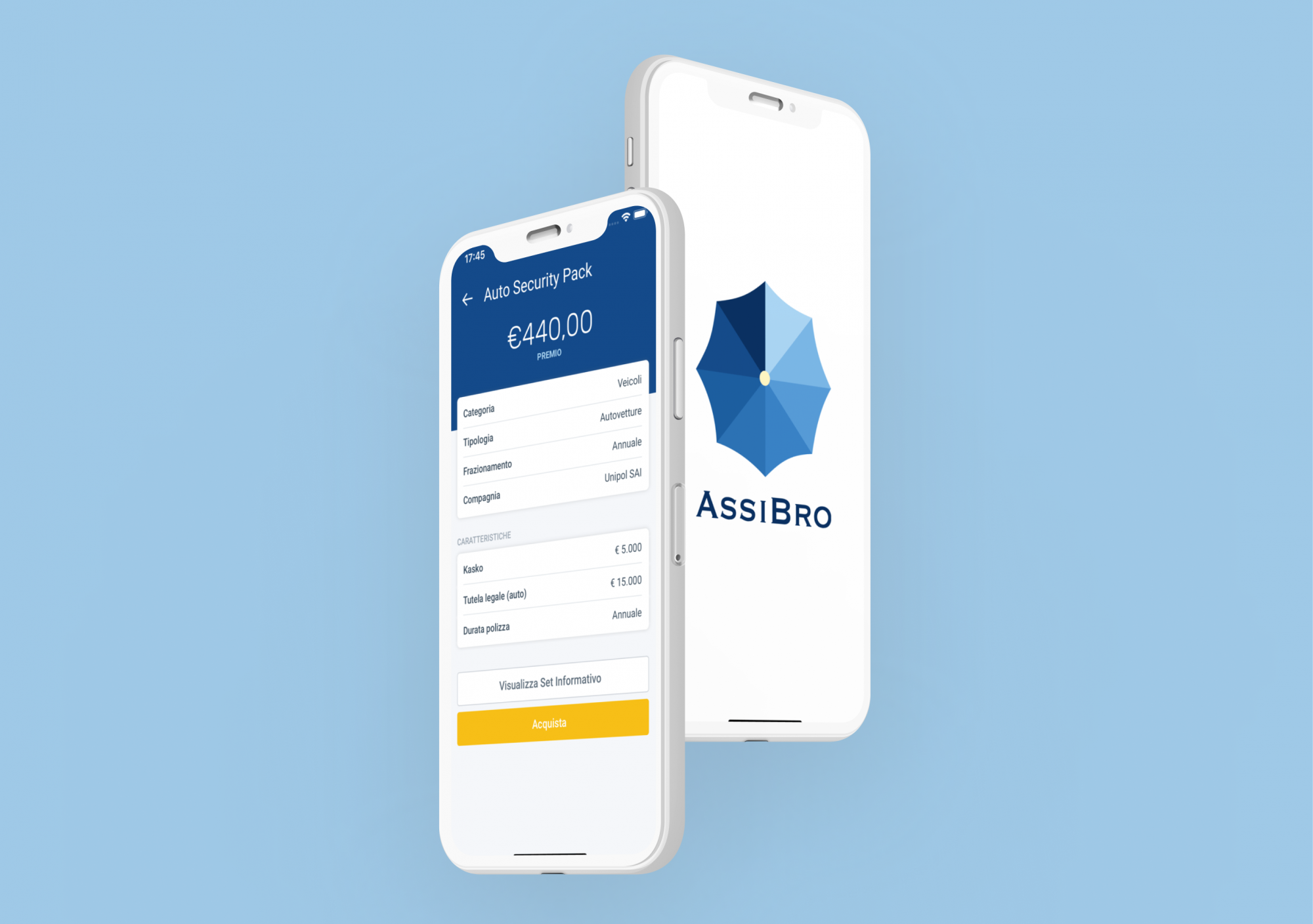 Tre screenshot dell'app di Assibro