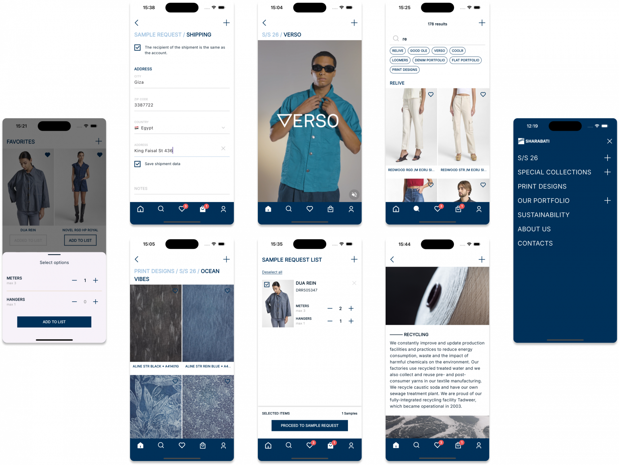 Schermate app mobile Sharabati